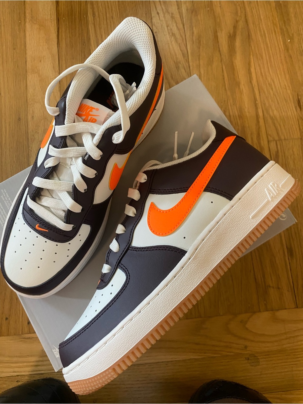 NEW Nike Air Force 1 (GS) Youth Shoes Navy & orange